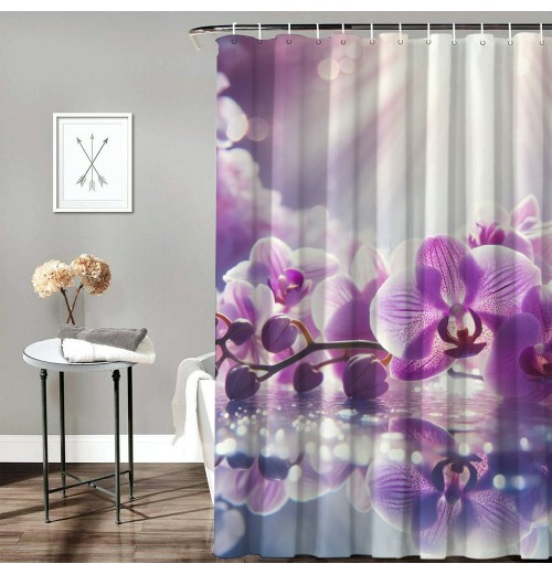 Shangniulu Printed Shower Curtain, Bathroom Decorative Partition Curtain, Modern Waterproof Fabric Shower Curtain With Hooks