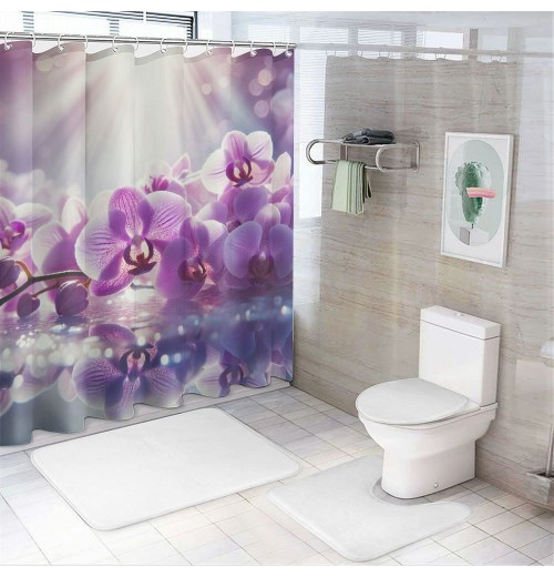 Shangniulu Printed Shower Curtain, Bathroom Decorative Partition Curtain, Modern Waterproof Fabric Shower Curtain With Hooks