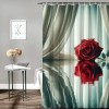 Shangniulu Water Red Rose Shower Curtain, Modern Printed Bathroom Decoration, Waterproof Fabric Rose Shower Curtain With Hooks