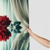 Shangniulu Water Red Rose Shower Curtain, Modern Printed Bathroom Decoration, Waterproof Fabric Rose Shower Curtain With Hooks