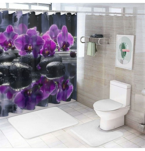 Shangniulu Printed Shower Curtain, Flowers Close-Up Image Tarp Shower Curtain With Hooks