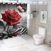 Shangniulu Printed Shower Curtain, Water Red Rose Butterfly Bathroom Shower Curtain, Modern Shower Curtain With Hooks