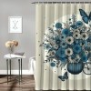 Shangniulu Shower Curtain for Bathroom with Hooks,Without Odor Polyester Fiber Material,Butterflies and Flowers Bathroom Decorative Shower Curtains Water Repellent Washable