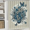 Shangniulu Shower Curtain for Bathroom with Hooks,Without Odor Polyester Fiber Material,Butterflies and Flowers Bathroom Decorative Shower Curtains Water Repellent Washable