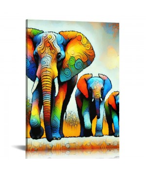 QKZF Textured Canvas Wall Art for Living Room, Canvas Wall Art Framed Oil Painting Elephant Artwork Modern Wall Decor Pictures Bathroom Bedroom Home Office Decor