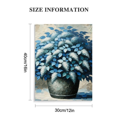 QKZF Blue Floral Canvas Wall Art for Living Room, Oil Painting Floral Artwork Modern Blue Flowers Picture Wall Decor Framed Bathroom Bedroom Home Office