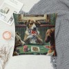 PHYHOO Short Plush pillow Covers,Dogs Playing Poker Double-Sided Print Square Cushion Cases for Sofa Bedroom Car Decorative