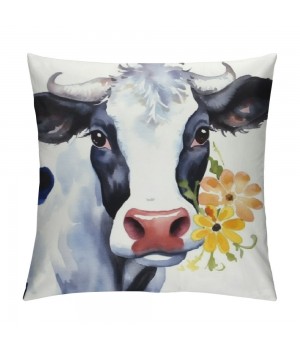 PHYHOO Cow Daisy Throw pillow Cover Double-Sided Farm Throw pillowcase for Couch Sofa Bed Bedroom Car Living Decor