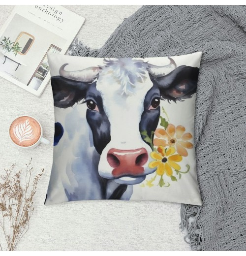 PHYHOO Cow Daisy Throw pillow Cover Double-Sided Farm Throw pillowcase for Couch Sofa Bed Bedroom Car Living Decor