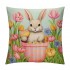 PHYHOO Easter Cartoon pillow Covers,Watercolor Flowers Butterflies Colorful Eggs Throw pillow Covers Cases, Stripes Rustic Style Square Cushion Covers