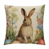 PHYHOO Easter Rabbit pillow Covers Farmhouse Retro Easter Rabbit Bunny Violet Floral pillow Cases Throw Cushion Cover for Home Sofa Office