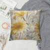 PHYHOO Linen Throw pillow Covers Light Yellow and Gray Floral Pattern Spun Decorative pillowcases 18X18 Inch Farmhouse Rustic Outdoor pillow Cover Square Cushion Cases for Sofa Couch Home