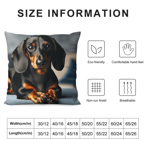 PHYHOO Short Plush pillow Covers,Black Long-Haired Dachshund Dog Double-Sided Print Square Cushion Cases for Sofa Bedroom Car Decorative