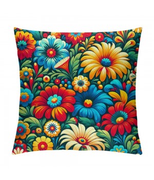 PHYHOO Short Plush pillow Covers Colorful Floral Square pillow Case for Bedroom, Sofa, Car Decoration Both Sides