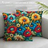 PHYHOO Short Plush pillow Covers Colorful Floral Square pillow Case for Bedroom, Sofa, Car Decoration Both Sides