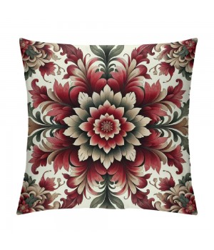 PHYHOO Short Plush pillow Covers Wine red Flower Square pillow Case for Bedroom, Sofa, Car Decoration Both Sides