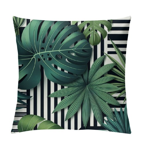 PHYHOO Short Plush pillow Covers Tropical Palm Tree Leaves Square pillow Case for Bedroom, Sofa, Car Decoration Both Sides