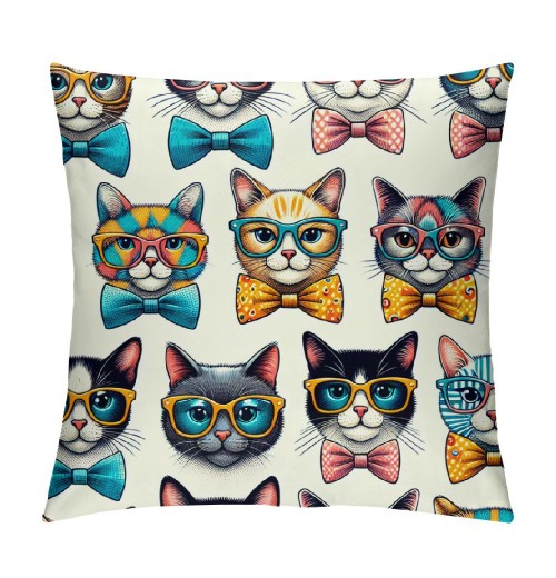 PHYHOO Short Plush pillow Covers Cute Cats Square pillow Case for Bedroom, Sofa, Car Decoration Both Sides