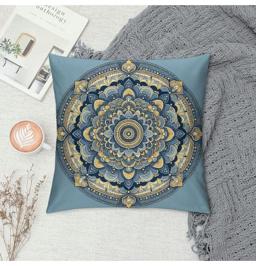 PHYHOO Short Plush pillow Covers Boho Mandala Floral Square pillow Case for Bedroom, Sofa, Car Decoration Both Sides