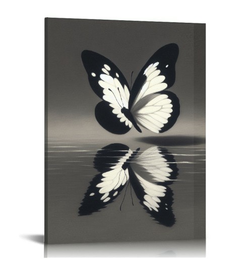 QKZF Butterfly Textured Canvas Wall Art for Living Room,Canvas Wall Art Framed Handmade Butterfly Oil Painting Modern Wall Decor Hanging Pictures Bathroom Bedroom Home Office Decor