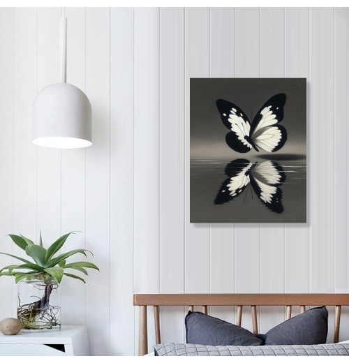 QKZF Butterfly Textured Canvas Wall Art for Living Room,Canvas Wall Art Framed Handmade Butterfly Oil Painting Modern Wall Decor Hanging Pictures Bathroom Bedroom Home Office Decor