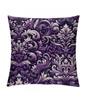 PHYHOO Short Plush pillow Covers Vintage Floral Square pillow Case for Bedroom, Sofa, Car Decoration Both Sides, Purple