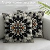 PHYHOO Short Plush pillow Covers Black Orange Flower Square pillow Case for Bedroom, Sofa, Car Decoration Both Sides