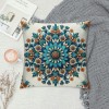 PHYHOO Short Plush pillow Covers Blue Orange Flower Square pillow Case for Bedroom, Sofa, Car Decoration Both Sides