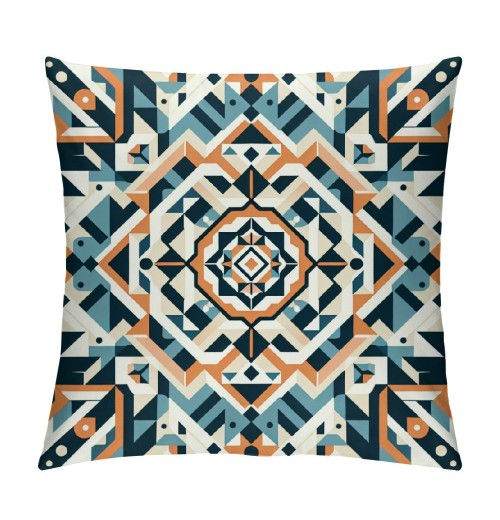 PHYHOO Short Plush pillow Covers Orange Mandala Square pillow Case for Bedroom, Sofa, Car Decoration Both Sides