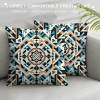 PHYHOO Short Plush pillow Covers Orange Mandala Square pillow Case for Bedroom, Sofa, Car Decoration Both Sides