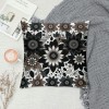 PHYHOO Short Plush pillow Covers Black Brown&nbsp;Flower Square pillow Case for Bedroom, Sofa, Car Decoration Both Sides