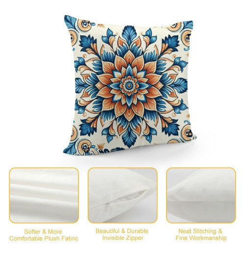 PHYHOO Short Plush pillow Covers Boho Flower Square pillow Case for Bedroom, Sofa, Car Decoration Both Sides