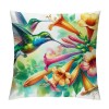 PHYHOO Short Plush pillow Covers Hummingbird Flowers Square pillow Case for Bedroom, Sofa, Car Decoration Both Sides