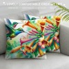 PHYHOO Short Plush pillow Covers Hummingbird Flowers Square pillow Case for Bedroom, Sofa, Car Decoration Both Sides