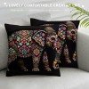 PHYHOO Short Plush pillow Covers Mandala Floral Elephant Square pillow Case for Bedroom, Sofa, Car Decoration Both Sides