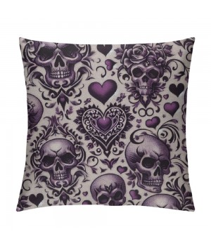 PHYHOO Halloween Geometric pillow Cover ,Purple Background Decorative Square Throw pillowcase for Outside Garden Patio Porch Couch Chair