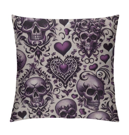 PHYHOO Halloween Geometric pillow Cover ,Purple Background Decorative Square Throw pillowcase for Outside Garden Patio Porch Couch Chair