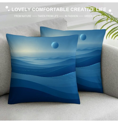 PHYHOO Short Plush pillow Covers Blue Square pillow Case for Bedroom, Sofa, Car Decoration Both Sides (Blue)